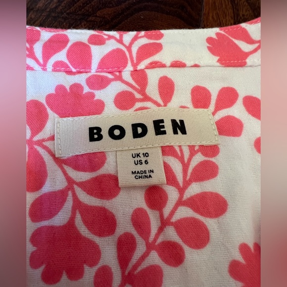 BODEN Sleeveless Double Cloth Top Azalea Pink Vine Silhouette US 6/UK 10 - Picture 5 of 10
